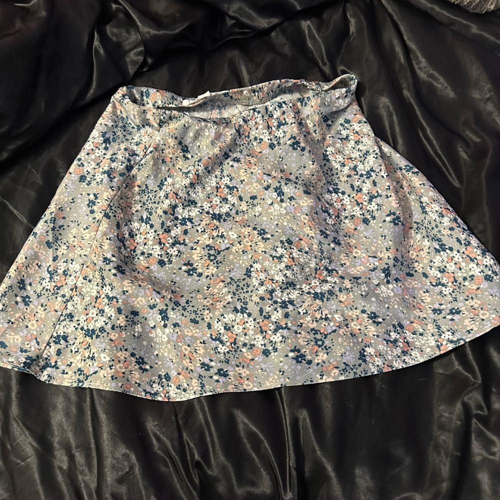 Floral A-Line Silk Skirt
